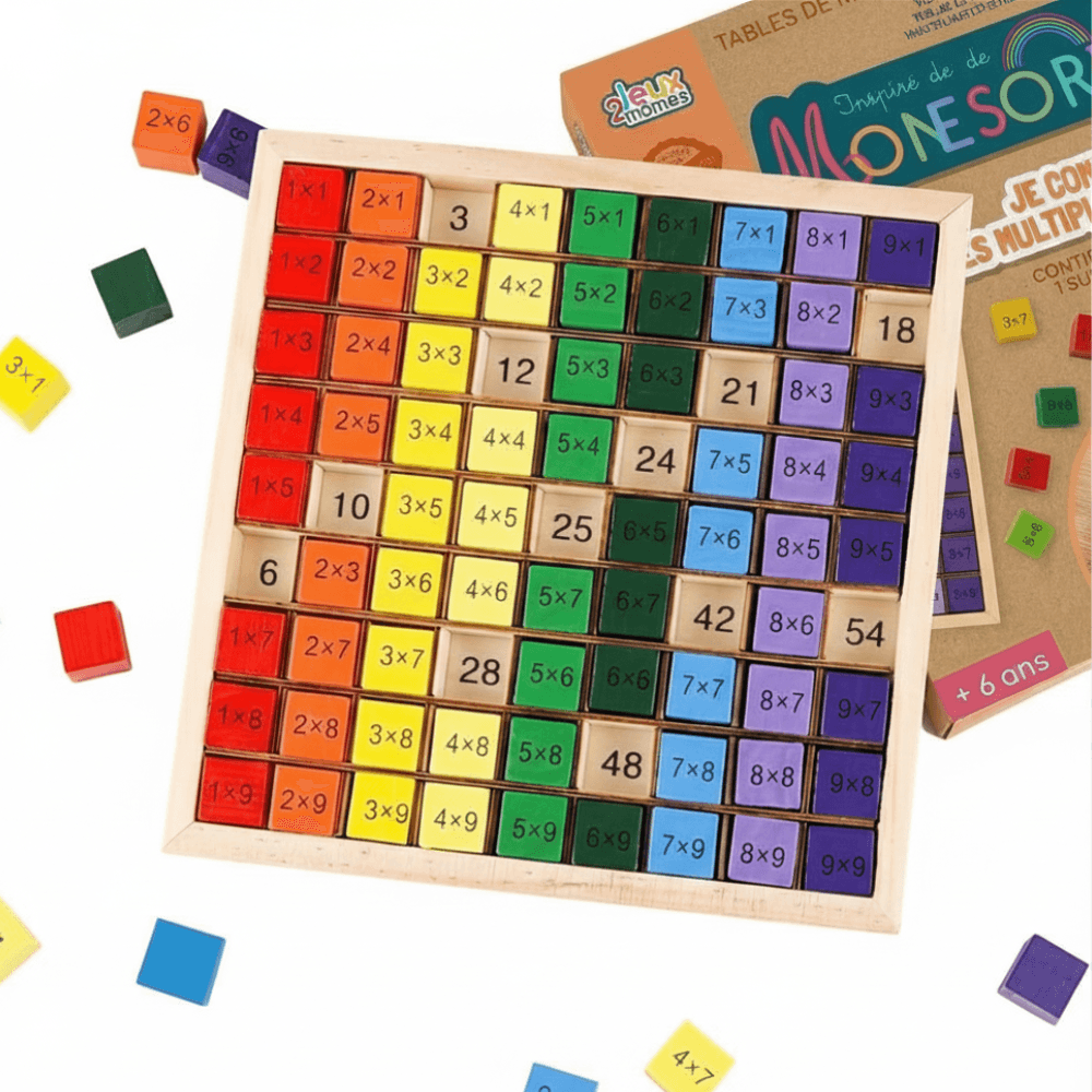 Drewniana Tabliczka Mnożenia - Edukacyjna  Zabawka Montessori