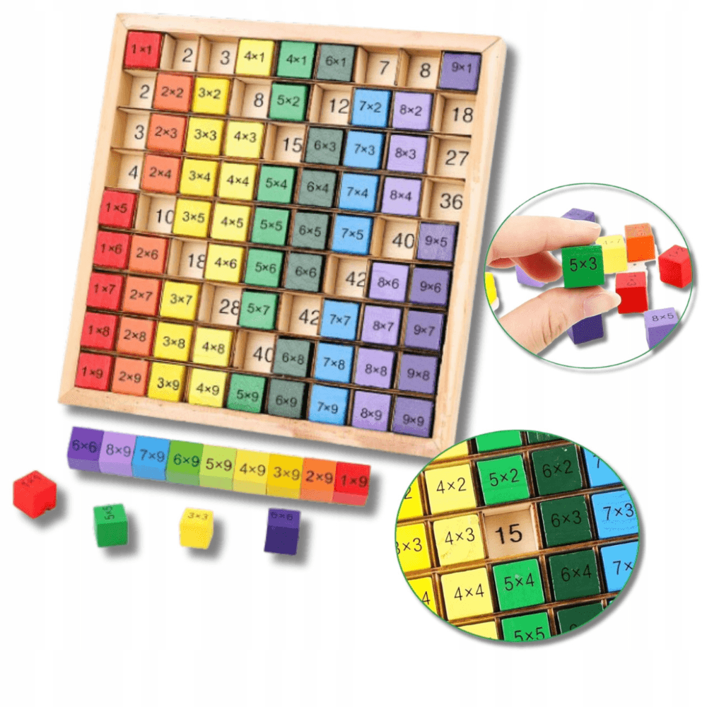 Drewniana Tabliczka Mnożenia - Edukacyjna  Zabawka Montessori 🧮