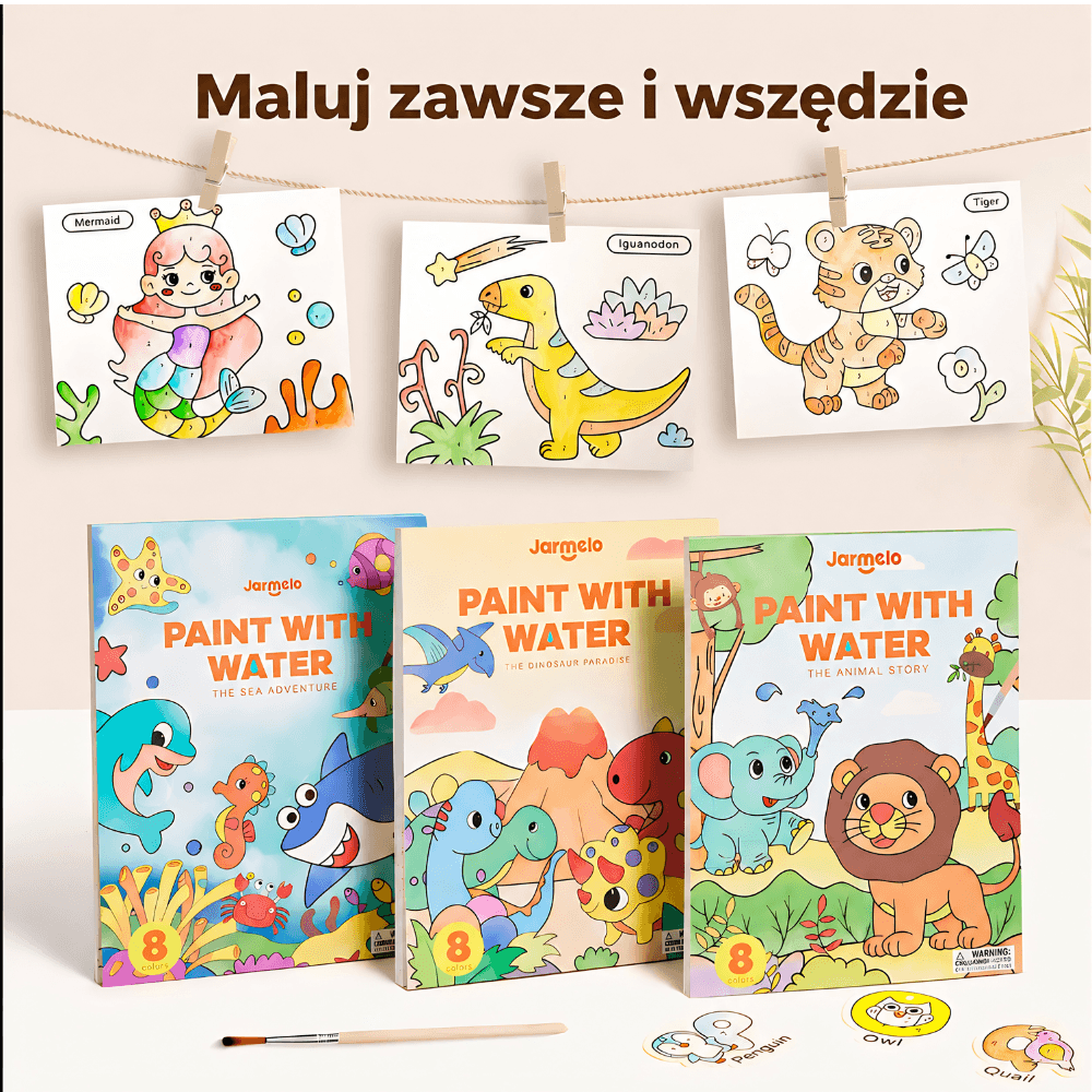 Farbusie — komplet 3 książek edukacyjnych 3w1 (ocean, dinozaury, zwierzęta)