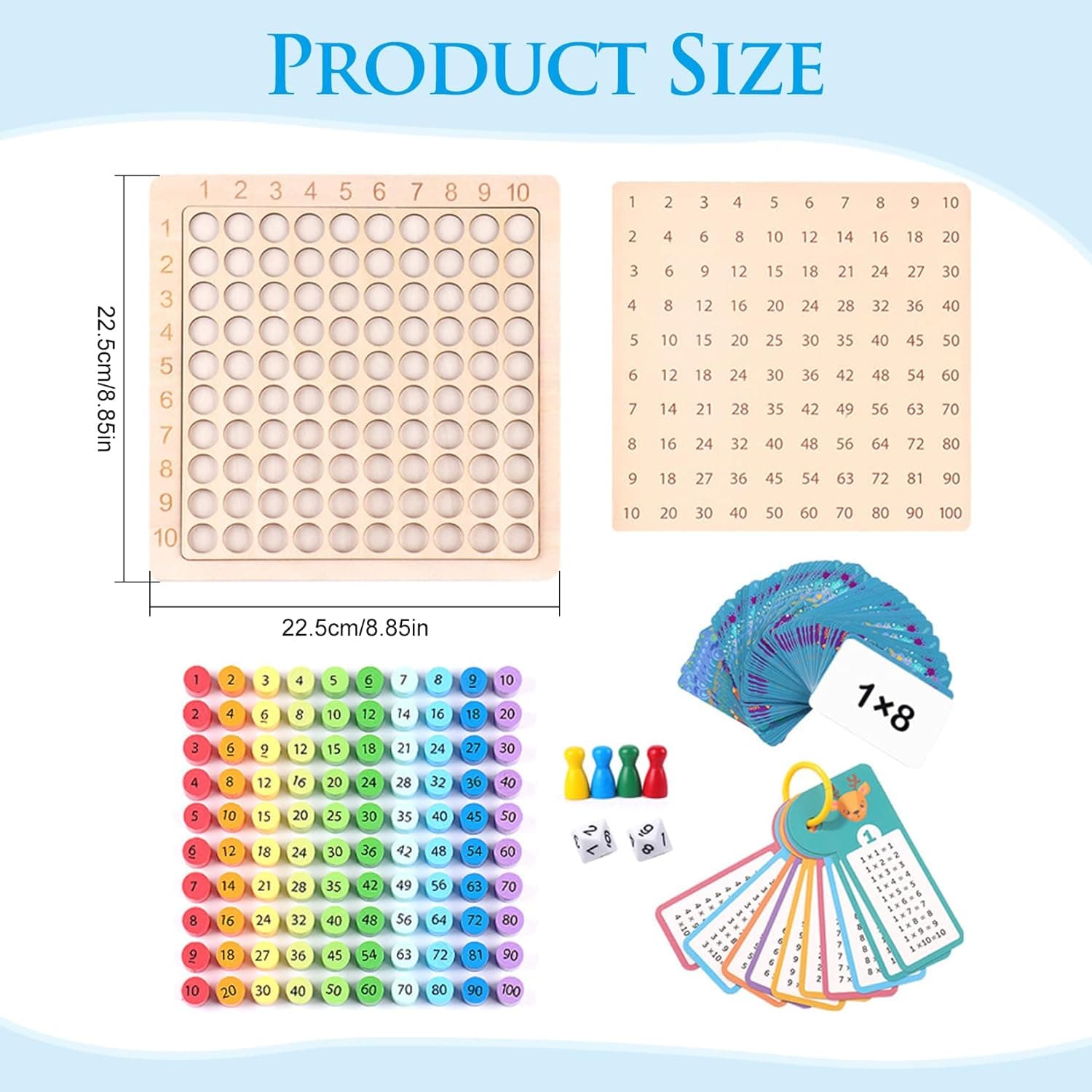 Zabawka edukacyjna tabliczka mnożenia drewniana kolorowe kółeczka