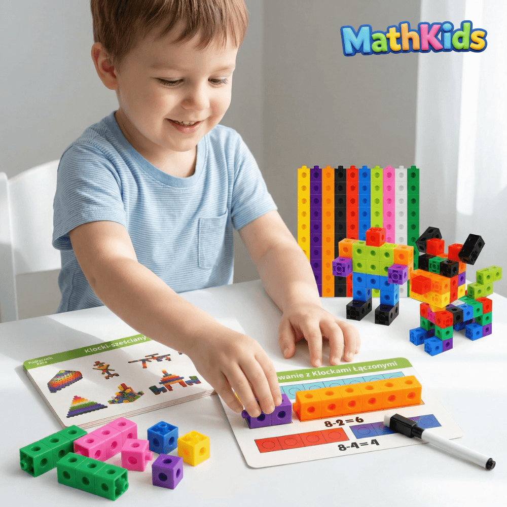 MathKids – System Edukacyjnych Kostek (100 el.) + 36 Zadań na Kartach