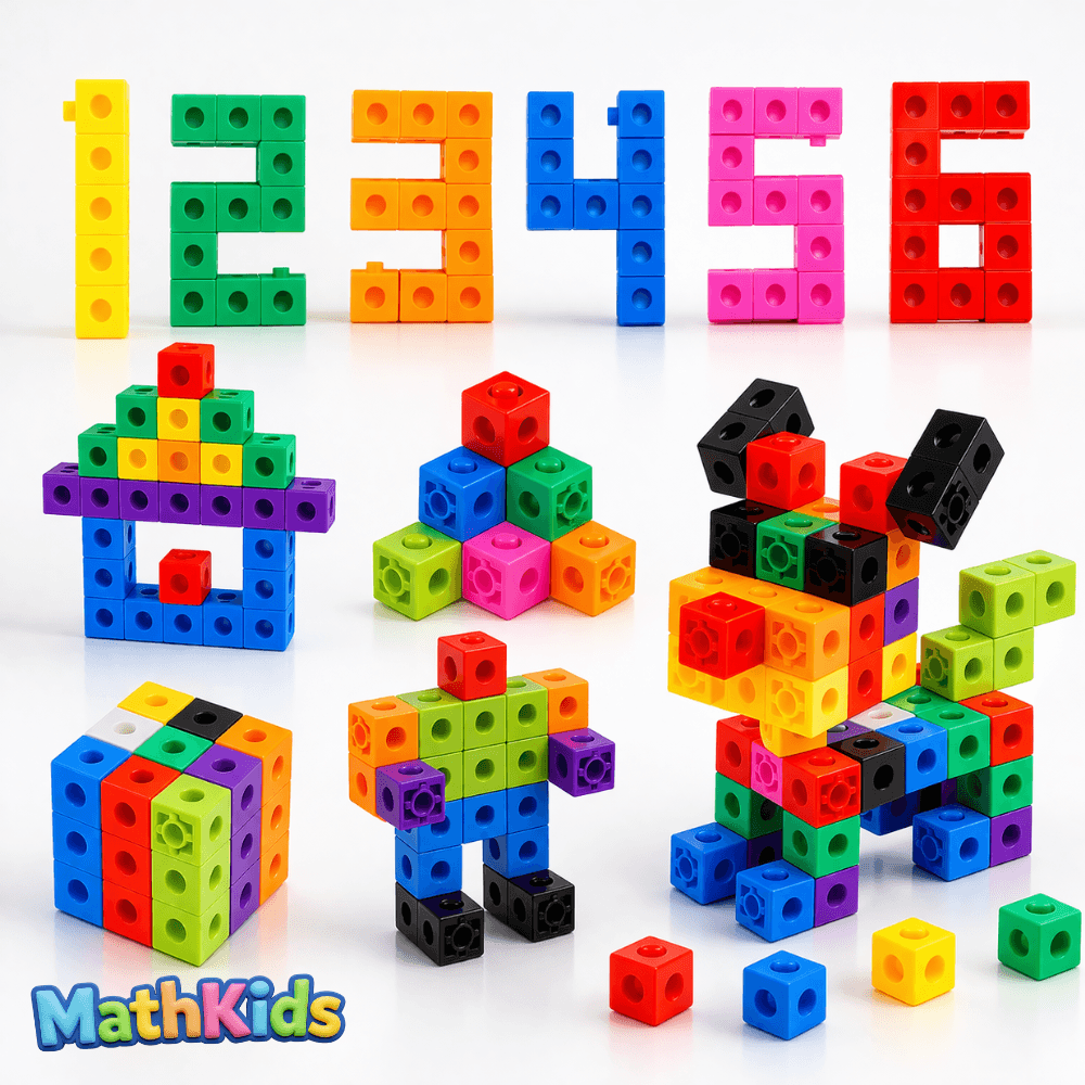 MathKids – System Edukacyjnych Kostek (100 el.) + 36 Zadań na Kartach