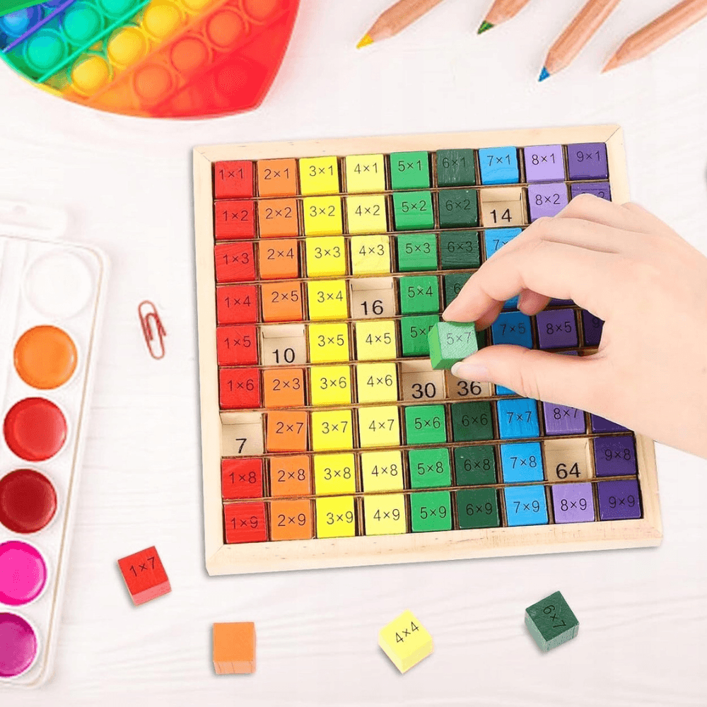Drewniana Tabliczka Mnożenia - Edukacyjna  Zabawka Montessori