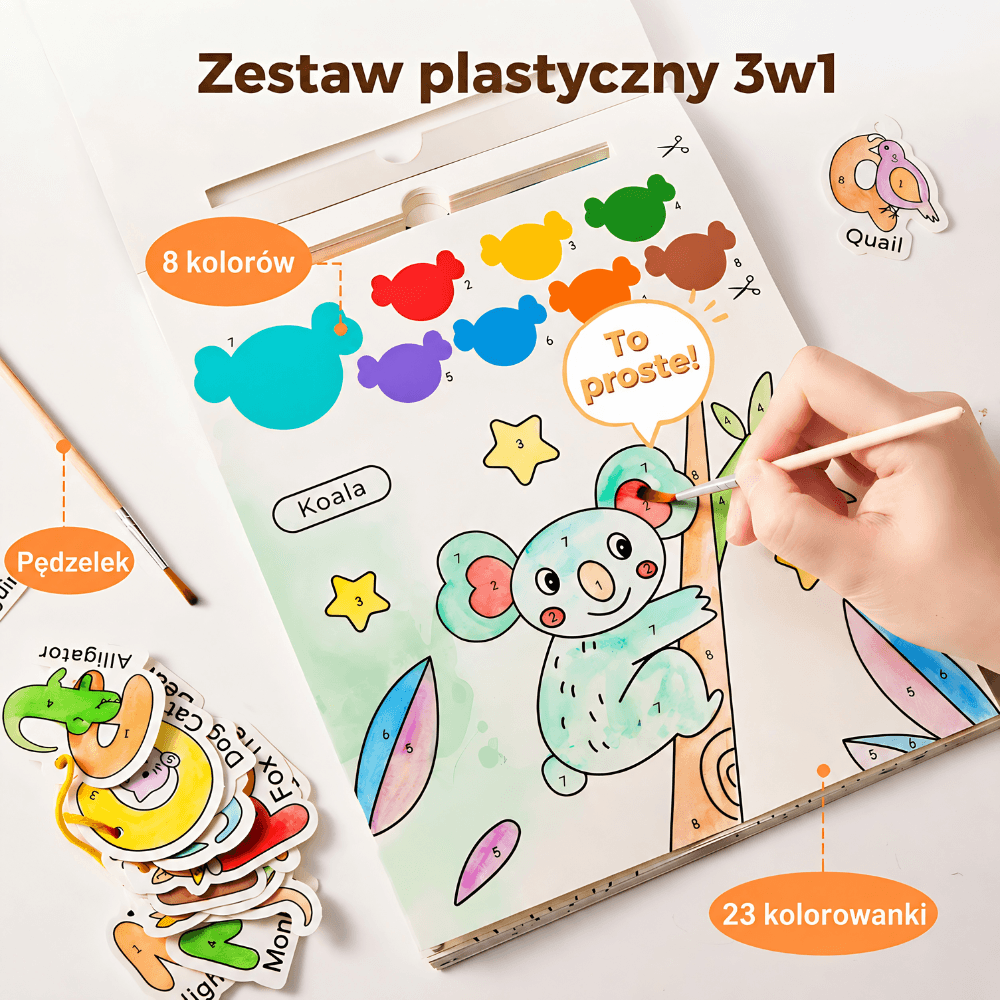 Farbusie — komplet 3 książek edukacyjnych 3w1 (ocean, dinozaury, zwierzęta)