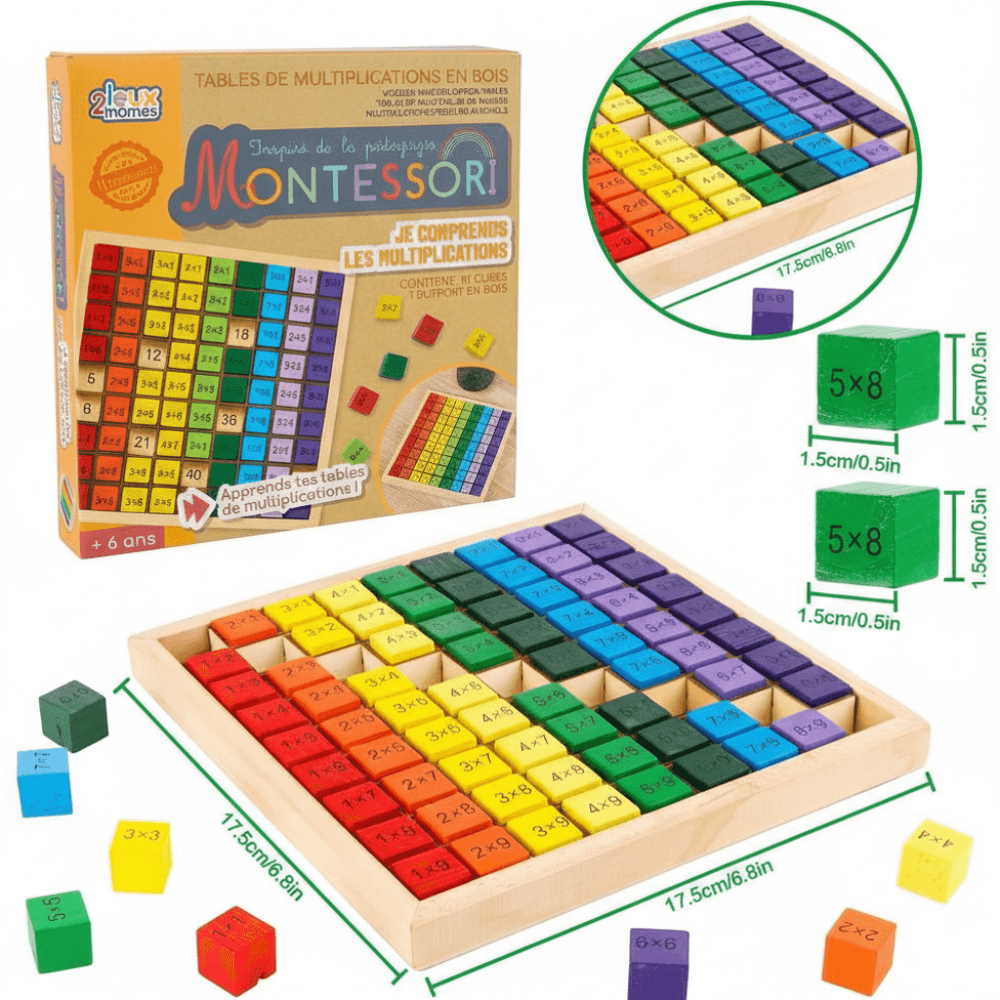 Drewniana Tabliczka Mnożenia - Edukacyjna  Zabawka Montessori