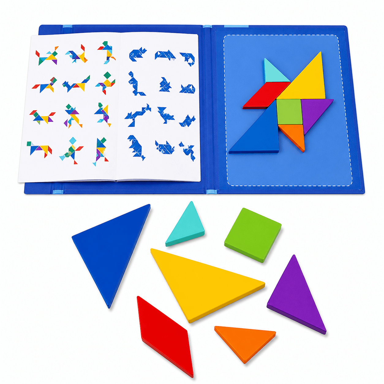 Tangram książeczka magnetyczna układanka montessori klocki gra logiczna 3D