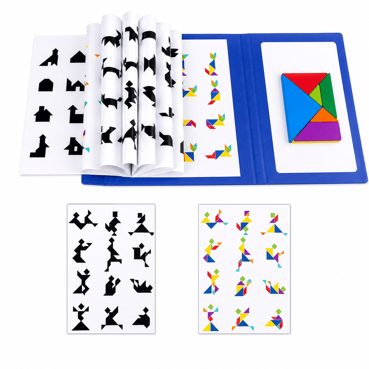 Tangram książeczka magnetyczna układanka montessori klocki gra logiczna 3D