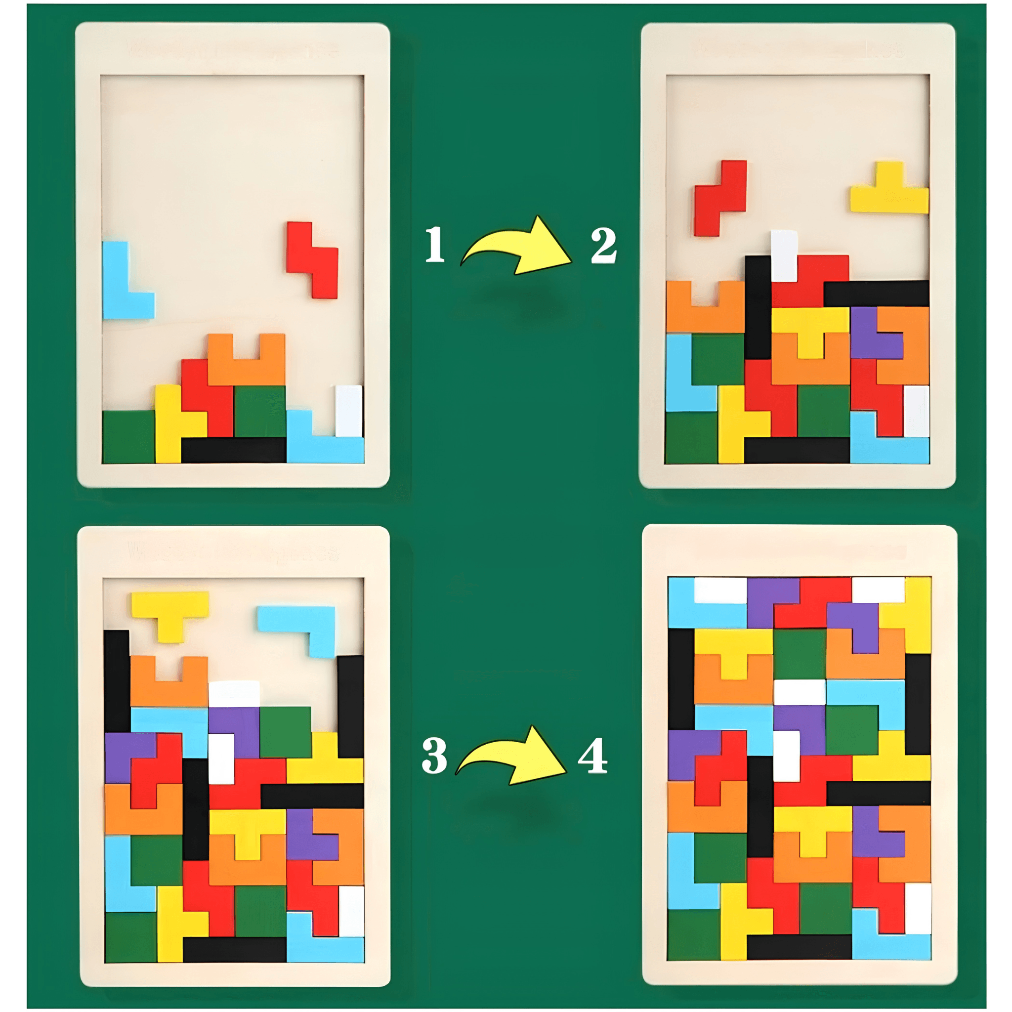 Drewniana Układanka Tetris — Gra Logiczna Montessori
