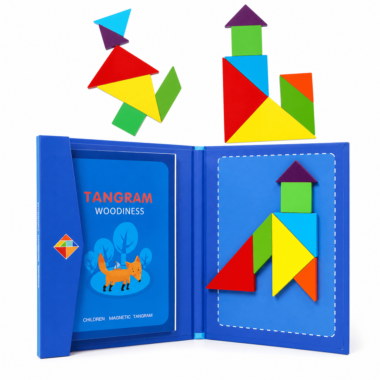 Tangram książeczka magnetyczna układanka montessori klocki gra logiczna 3D