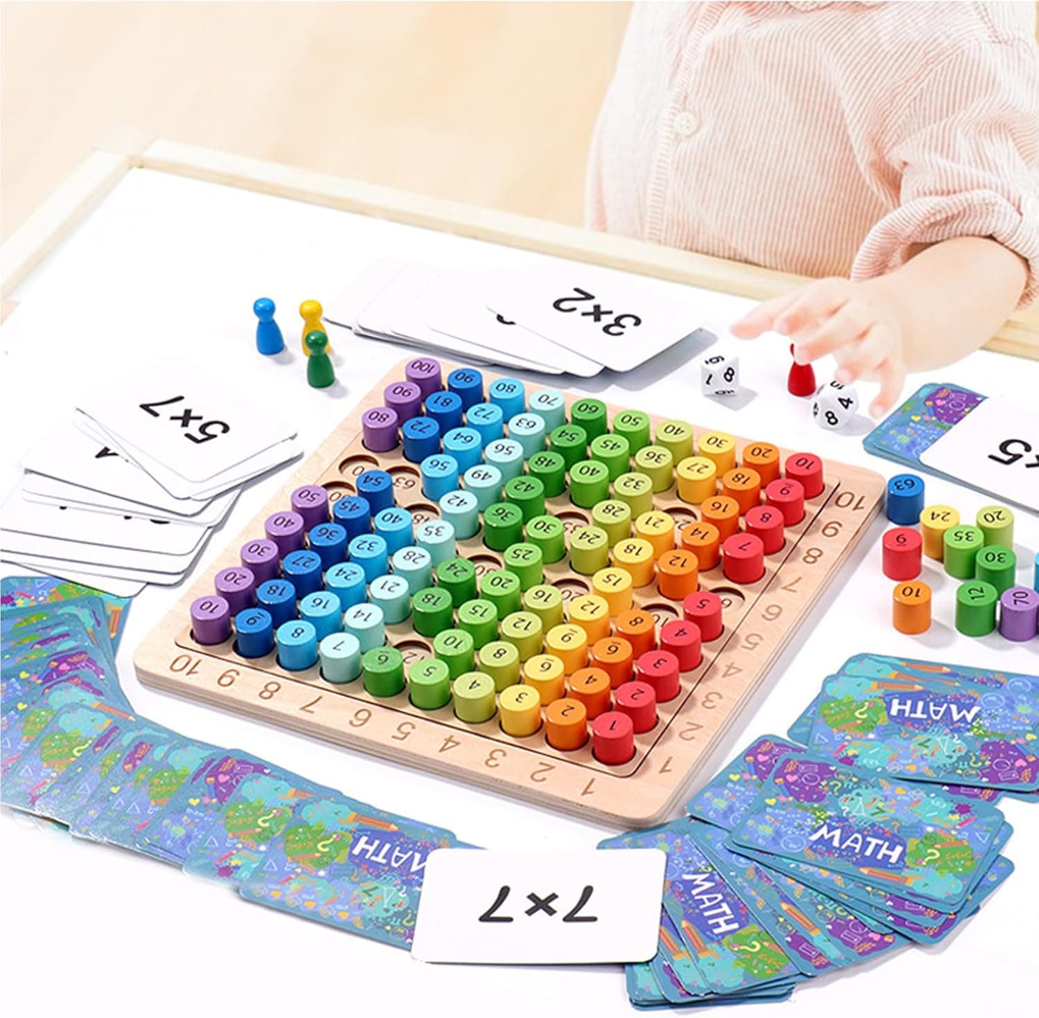 Zabawka edukacyjna tabliczka mnożenia drewniana kolorowe kółeczka