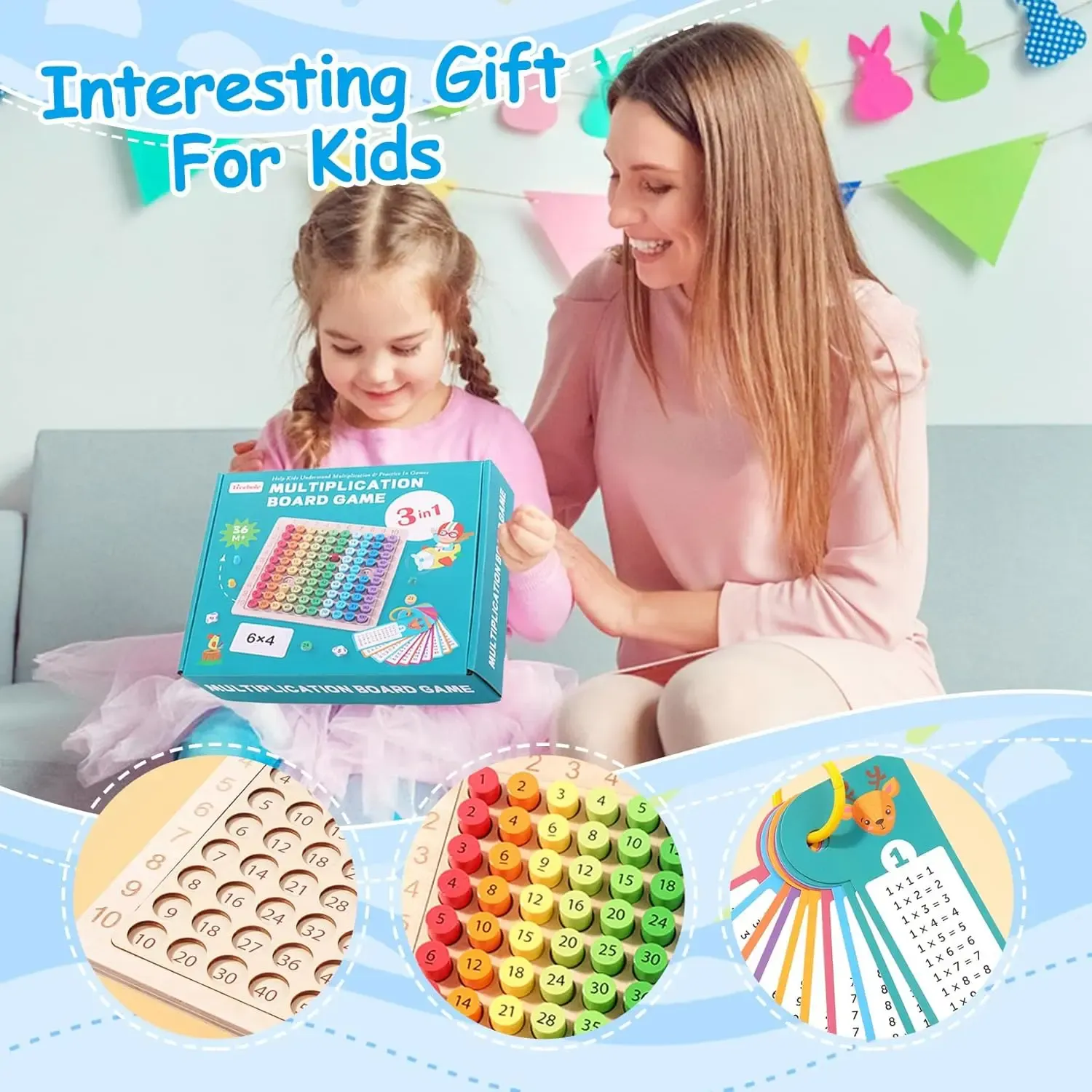 Gra edukacyjna tabliczka mnożenia drewniana kolorowe kółeczka