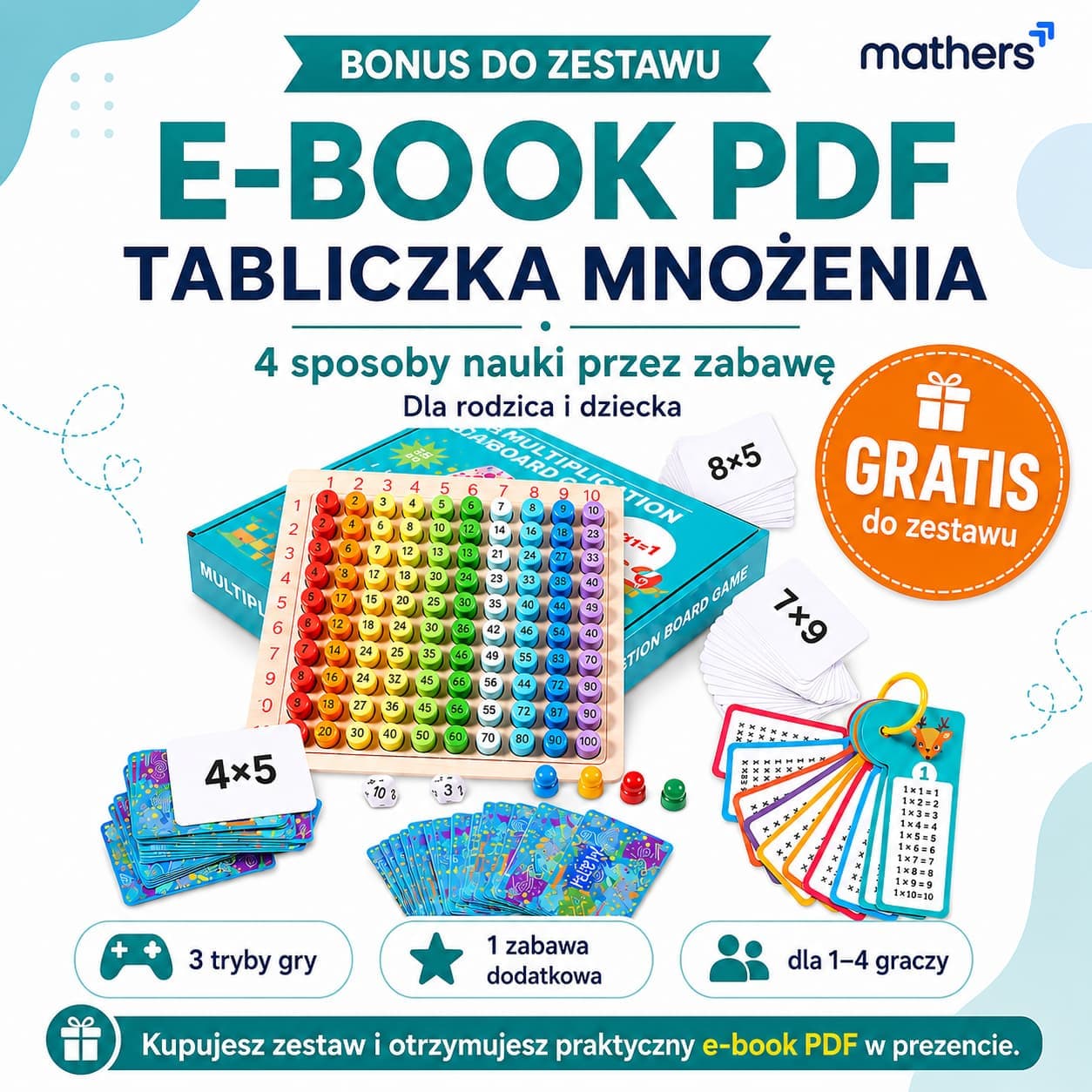 Tabliczka Mnożenia — Gra Rodzinna Dla 1-4 Osób (100 Elementów)