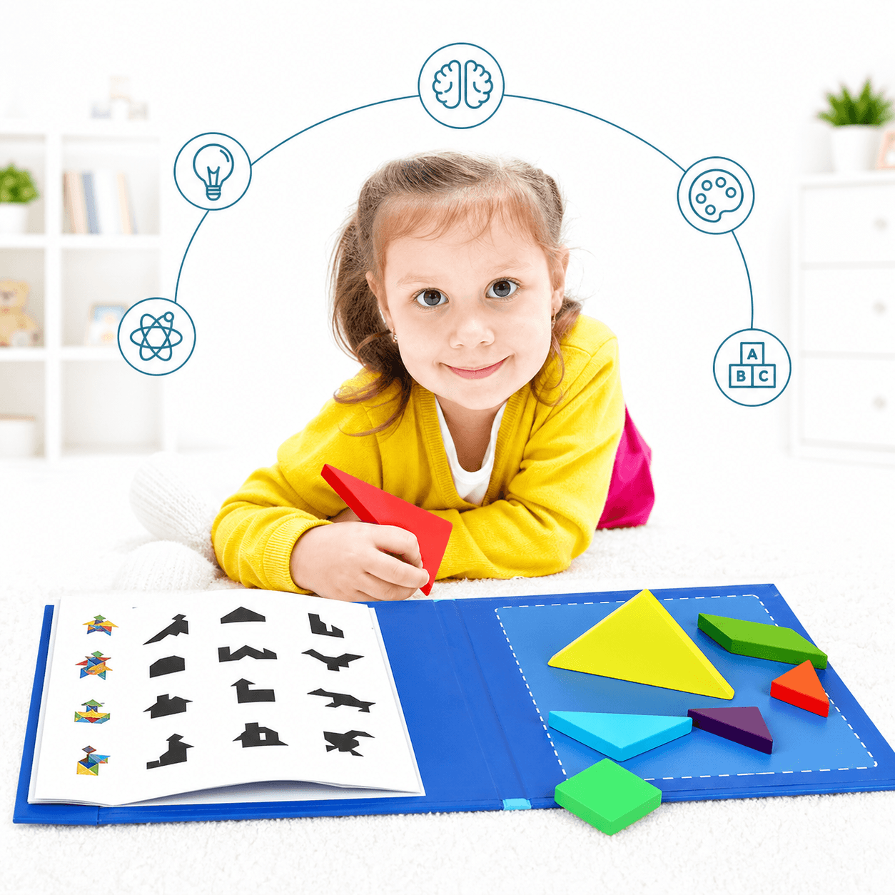 Tangram książeczka magnetyczna układanka montessori klocki gra logiczna 3D