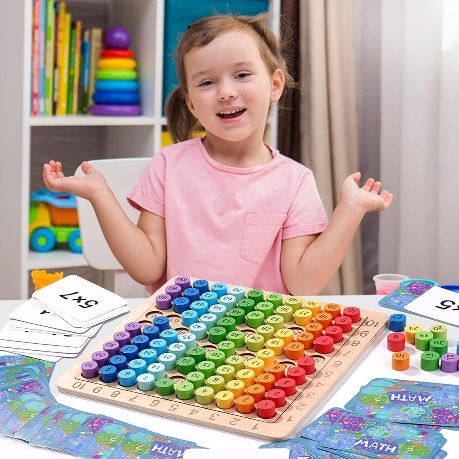 Zabawka edukacyjna tabliczka mnożenia drewniana kolorowe kółeczka