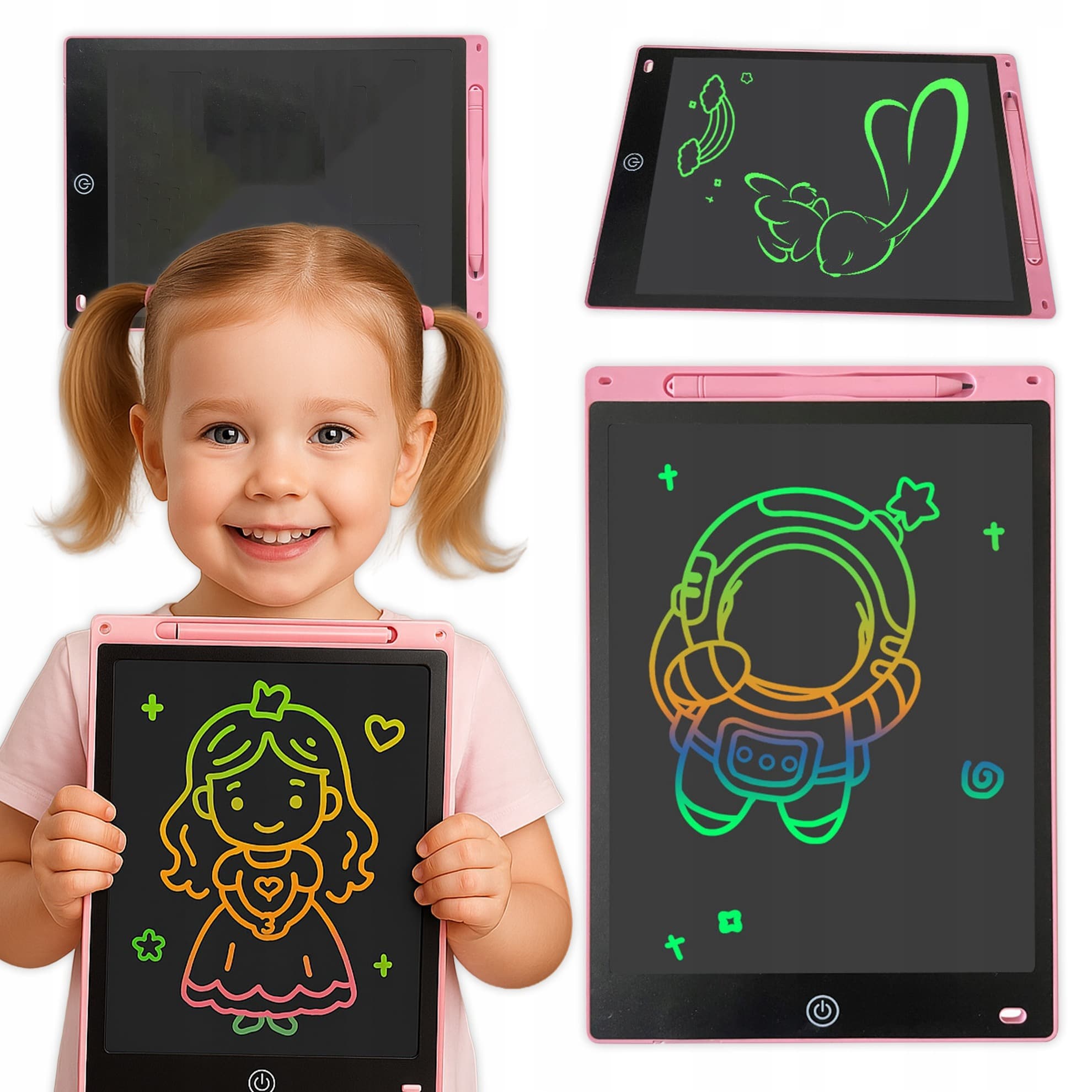 Różowy Elektroniczny Notatnik do Rysowania 12 cali, Tablet LCD dla Dzieci 🎨